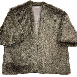 Sweet Rain Women’s  Faux Fur Kimono Brown-L